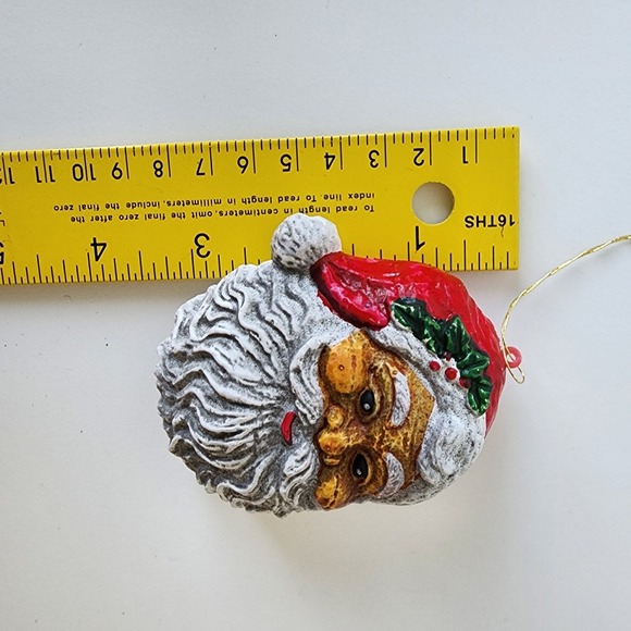 Vintage Blow Mold Santa Claus Heads Christmas Ornaments 4" Hollow Plastic Xmas - Picture 8 of 11